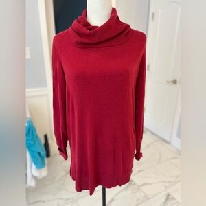 Loft long red tunic sweater, size medium.